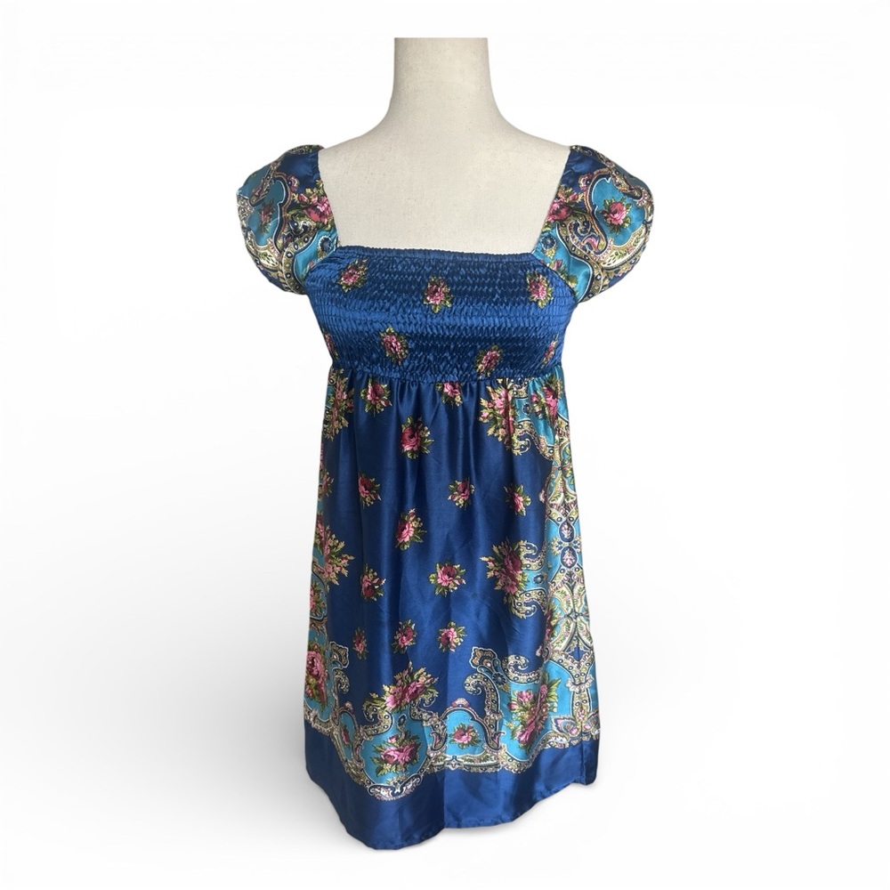 Y2K Wet Seal Blue Floral Summer Dress